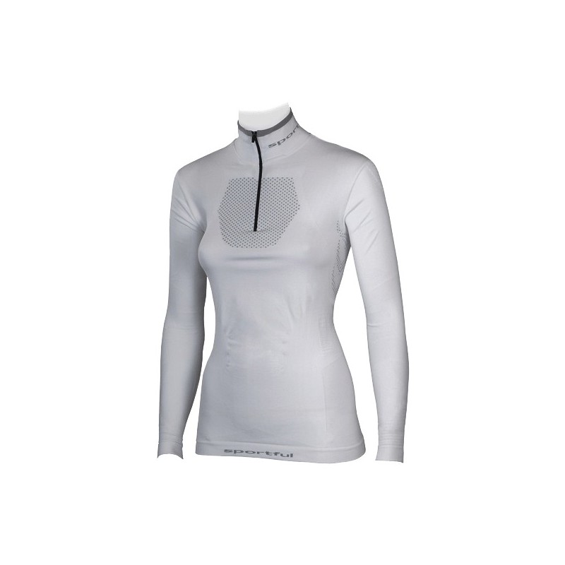 Sportful 2nd Skin Thermic 250 T-shirt haut col avec Zip manches longues (Lady) blanc